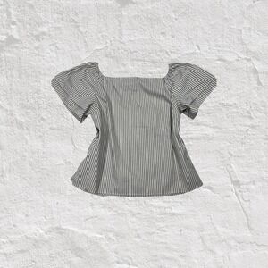 Apt 9 Top Striped Square Neck Women's M Short Sleeve Casual Blouse Office Work